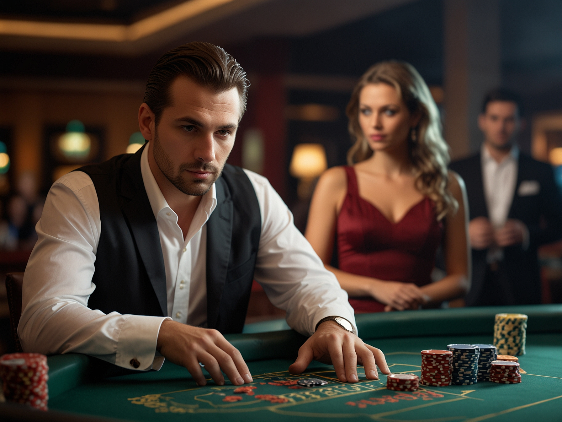 Live dealer at a blackjack table